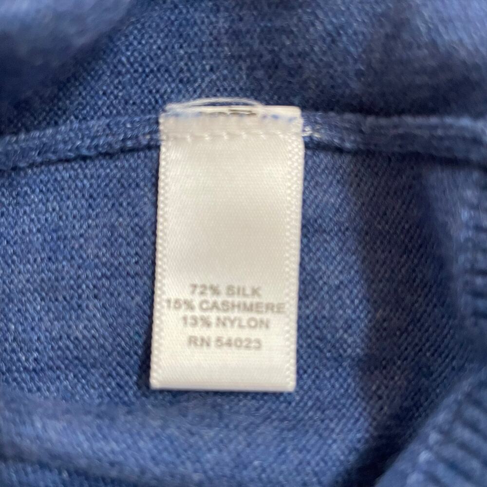 Banana Republic V-neck Silk Cashmere Sweater Blue Large Preppy Academia - Picture 6 of 8